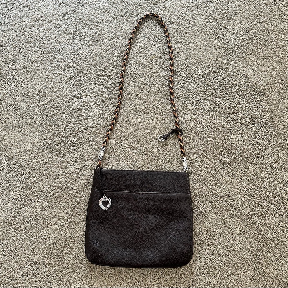 Vintage Brighton Brown Barbados‎ Pebbled Leather Shoulder Bag Handbag VGUC